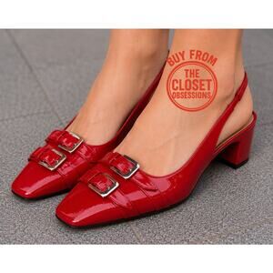 ZARA Red Patent Slingback Heels NWT | Double Buckle | Blogger Fave